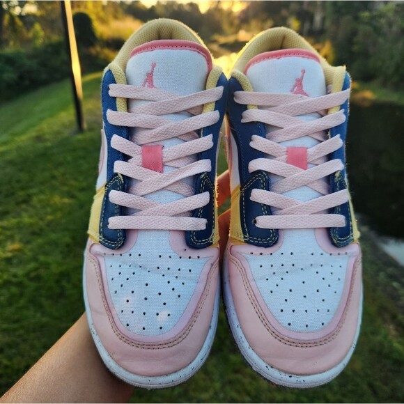 Nike Air Jordan Low SE Big Girls Size 4Y Multicolor Pink Canva Sneakers Shoes - Picture 9 of 16